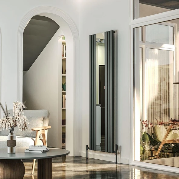 Lojimax Alüminyum Aynalı Dikey Radyatör Siesta Mirror 1800x554mm 6 Dilim Mat Bronz | 1629 W Yüksek Isıl Güç | 5 Yıl Üretici Garantisi - Resim 3