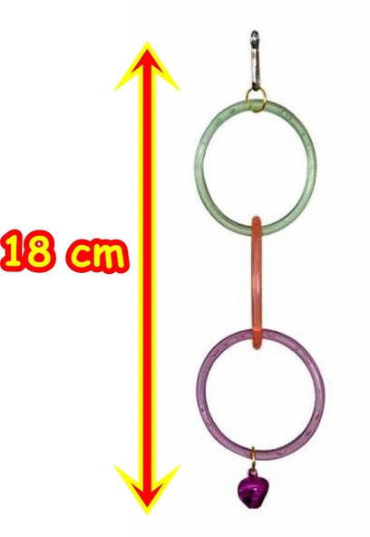 Muhabbet Kuşu Oyuncağı Üçlü Olimpik Halka Zilli Oyuncak 18 cm ürün görseli 1
