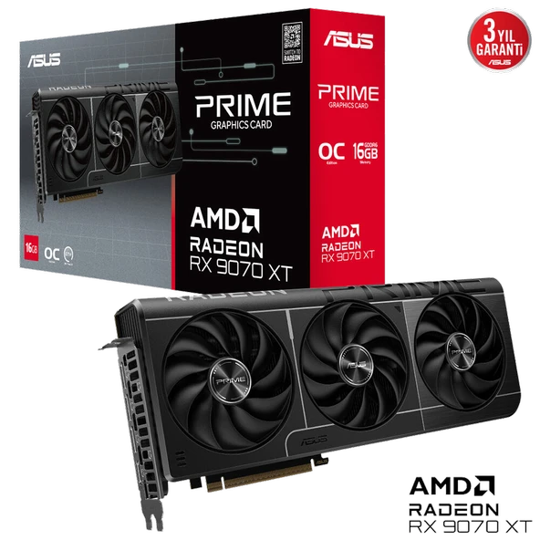 ASUS Prime Radeon RX 9070 XT OC Edition 16GB GDDR6 256 Bit Ekran Kartı PRIME-RX9070XT-O16G ürün görseli 1