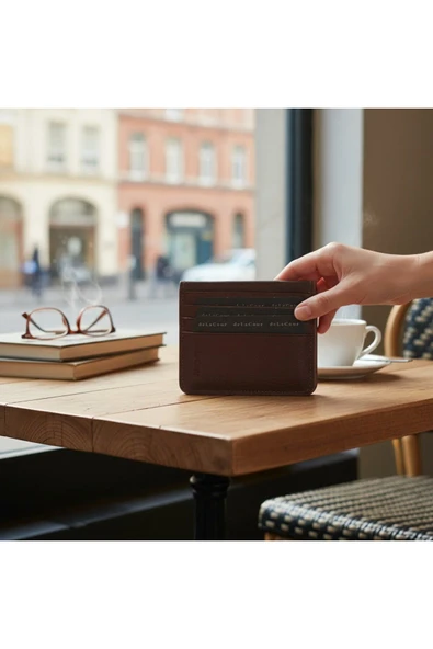 DeLaCour UNİSEX HAKİKİ DERİ KARTLIK CÜZDAN - Resim 3