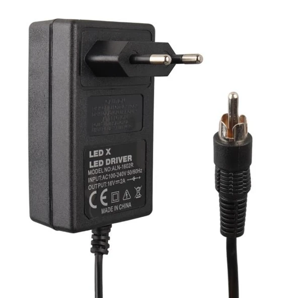 Ledx ALN-1602R 16 Volt - 2 Amper Tos Fişli Rca Santral Adaptörü ürün görseli 1