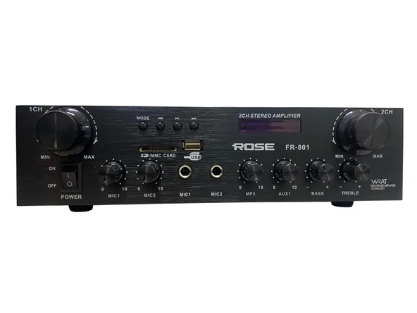 Rose FR-801 - 2X100 Watt 2 ZONE STEREO Mixer Amfi ürün görseli 1