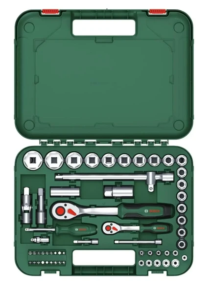 BOSCH 1/4'' + 1/2'' 57 Parça Lokma Anahtar Takımı 1600A02Z9G ürün görseli 1