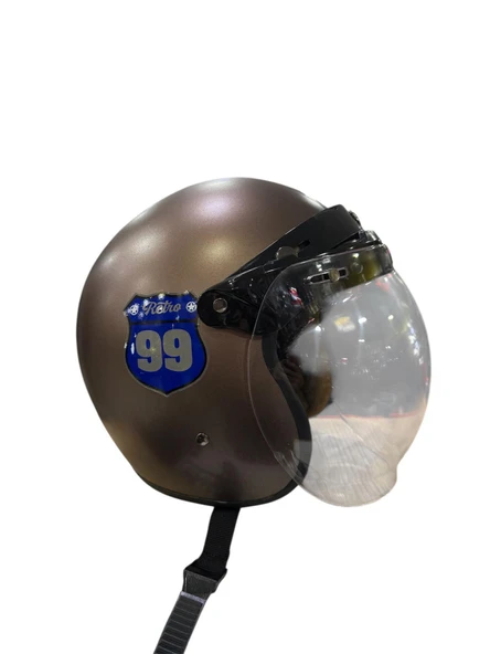 Bike Sky Retro Motosiklet Kaskı - Resim 5