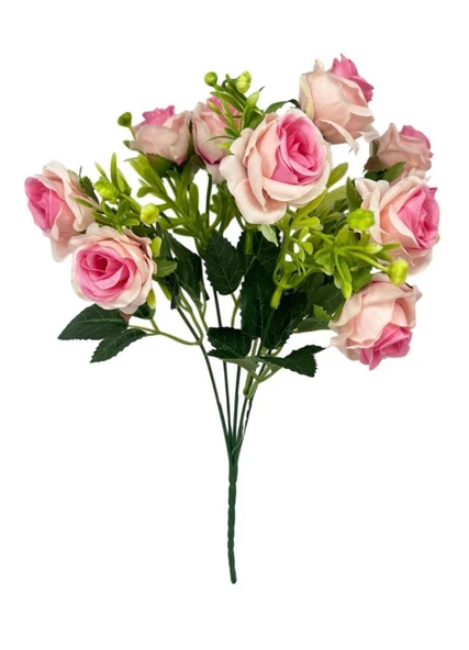 Yapay Çiçek Yaban Gülü Demeti PEMBE AÇIK 10Çiçekli - Resim 2