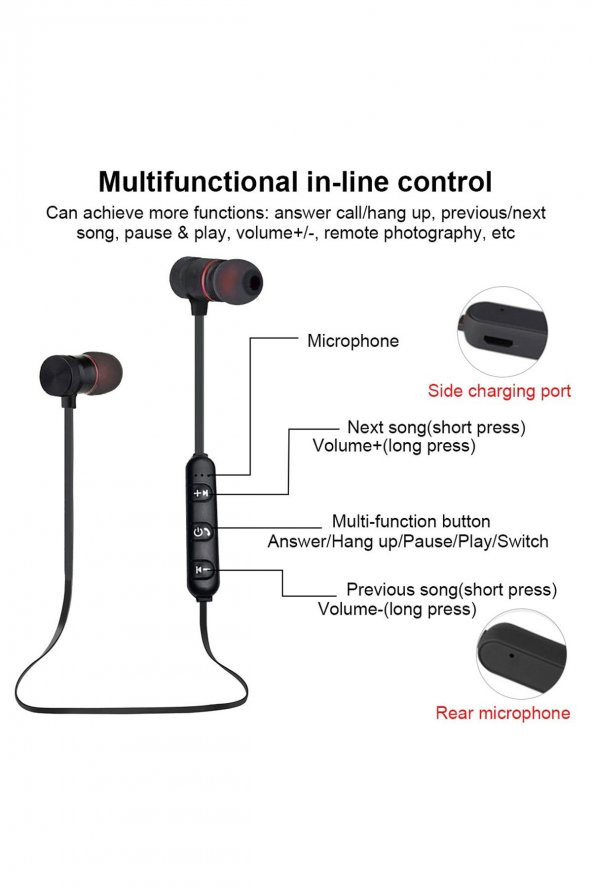 Huawei Y5, Y6, Y7 Uyumlu Boyundan Asmalı Sport Mikrofonlu Bluetooth Kulaklık - 2