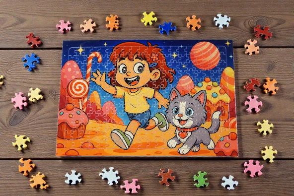 Hayellerden Doğan Puzzle Serisi Piroş ve Mırmır Şeker Gezegeninde 240 Parça A3 Puzzle - Resim 6