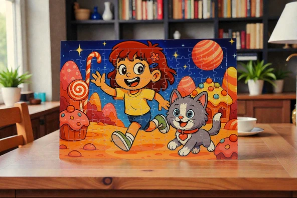 130 Parça A3 Puzzle Piroş ve Mırmır Şeker Gezegeninde Hayellerden Doğan Puzzle ürün görseli 1