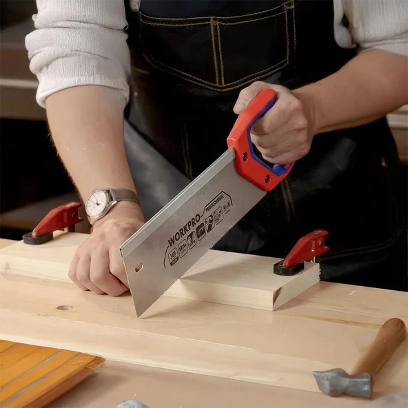 WORKPRO WP215015 350mm 65Mn 12 TPI Ağır Hizmet Şevli El Testeresi - Resim 6