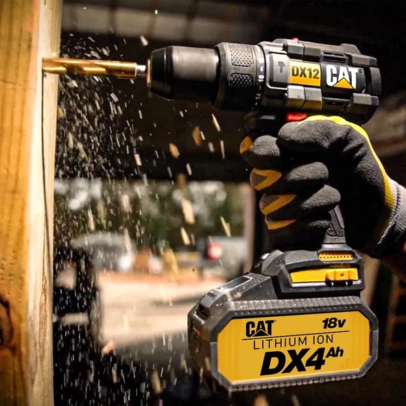 CAT DX12K.2 18Volt/4.0Ah Li-ion Çift Akülü Kömürsüz Profesyonel Şarjlı Darbeli Matkap + DX71.2 Kömürsüz Darbeli Tornavid - Resim 6