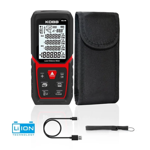 KOBB KBL100 100m Profesyonel Li-ion Şarjlı Lazer Metre ürün görseli 1
