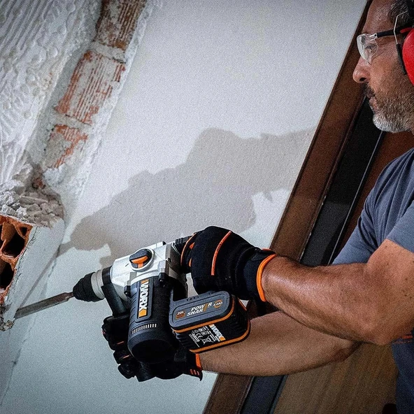 WORX WX380.9 20Volt 2.2J Profesyonel SDS-Plus Pnömatik Kırıcı/Delici (Akü Dahil Değildir) - Resim 6