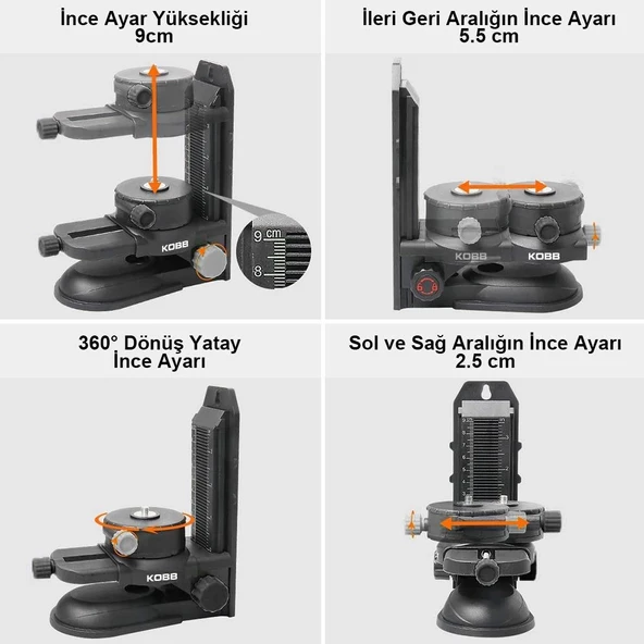 KOBB KBL10 Mıknatıslı Hassas Ayarlanabilir Lazer Hizalama Aparatı - Resim 10