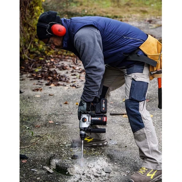WORX WX380.9 20Volt 2.2J Profesyonel SDS-Plus Pnömatik Kırıcı/Delici (Akü Dahil Değildir) - Resim 4
