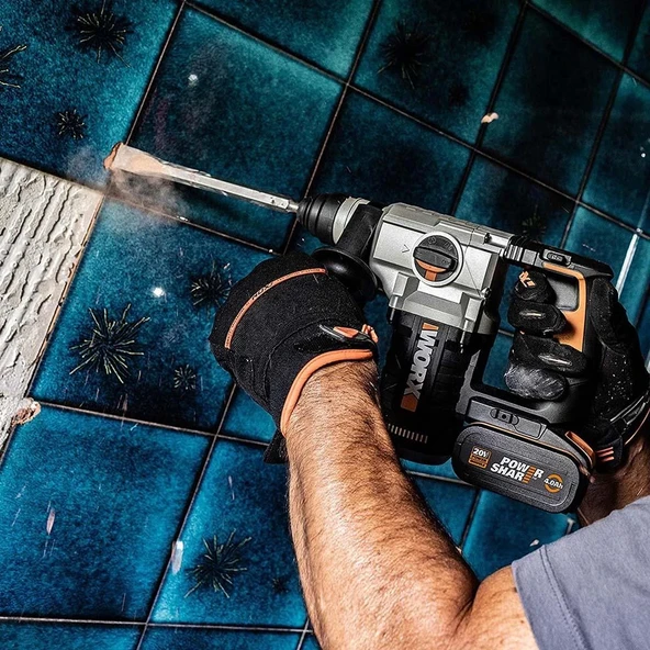 WORX WX380.9 20Volt 2.2J Profesyonel SDS-Plus Pnömatik Kırıcı/Delici (Akü Dahil Değildir) - Resim 8