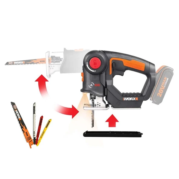 WORX WX550.9 20Volt Profesyonel Dekupaj ve Tilki Kuyruğu Testere (Akü Dahil Değildir) ürün görseli 1