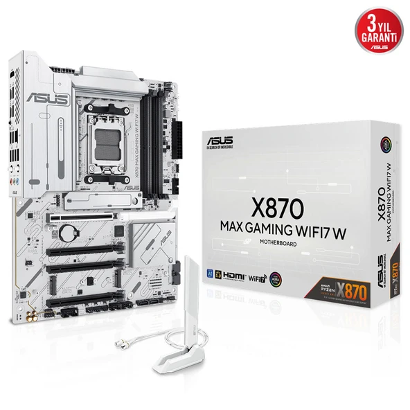 ASUS X870 MAX GAMING WIFI 7  AMD ANAKART BEYAZ ürün görseli 1