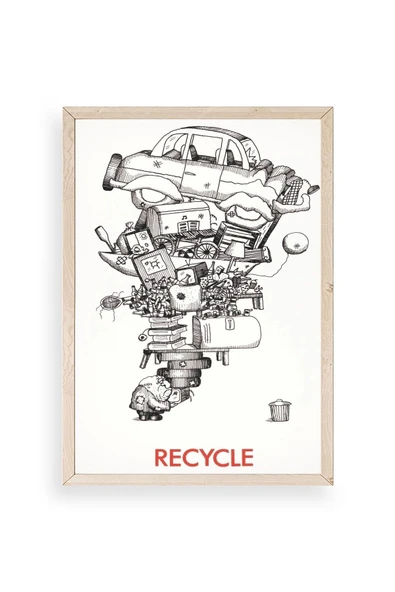 Recycle Ahşap Çerçeveli Tablo ürün görseli 1