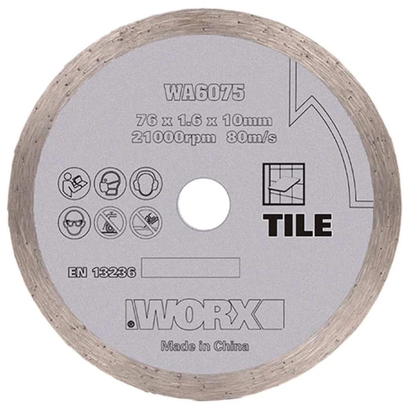 WORX WA6075 WX801 İçin 76x10mm Fayans, Seramik, Mermer Elmas Kesme Diski ürün görseli 1