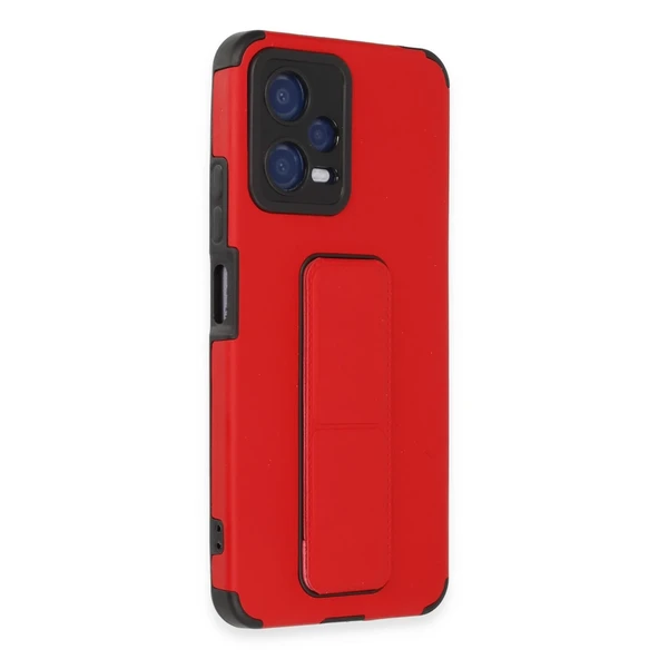 Xiaomi Poco X5 5g Kılıf Mega Standlı Silikon - Kırmızı - Resim 2