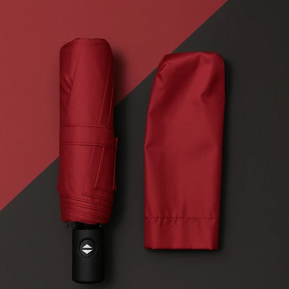 Bordo Kılıflı Otomatik Kompakt Şemsiye - Resim 2