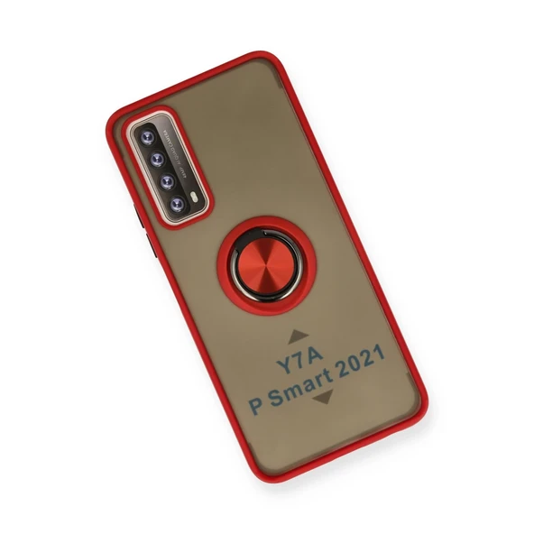 Huawei P Smart 2021 Kılıf Montreal Yüzüklü Silikon Kapak - Kırmızı - Resim 3