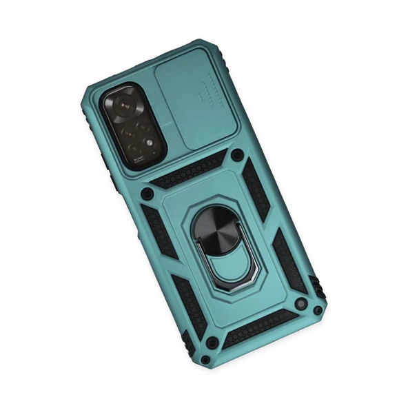 Xiaomi Redmi Note 11 Kılıf Pars Lens Yüzüklü Silikon - Yeşil - Resim 3