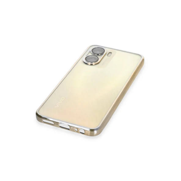 Vivo Y16 Kılıf Razer Lensli Silikon - Gold - Resim 4