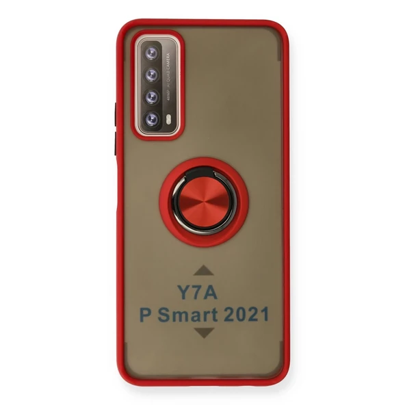 Huawei P Smart 2021 Kılıf Montreal Yüzüklü Silikon Kapak - Kırmızı ürün görseli 1