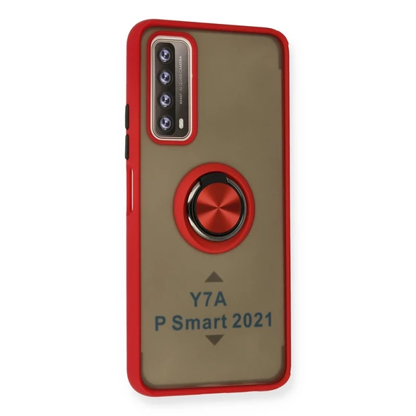 Huawei P Smart 2021 Kılıf Montreal Yüzüklü Silikon Kapak - Kırmızı - Resim 2