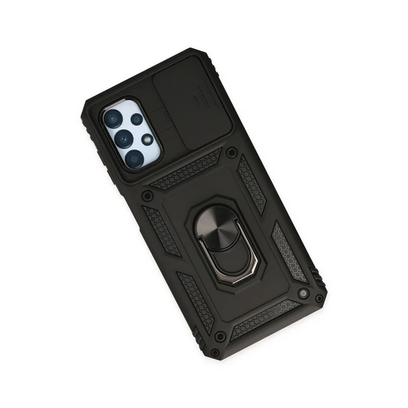 Samsung Galaxy A23 4g Kılıf Pars Lens Yüzüklü Silikon - Siyah - Resim 3