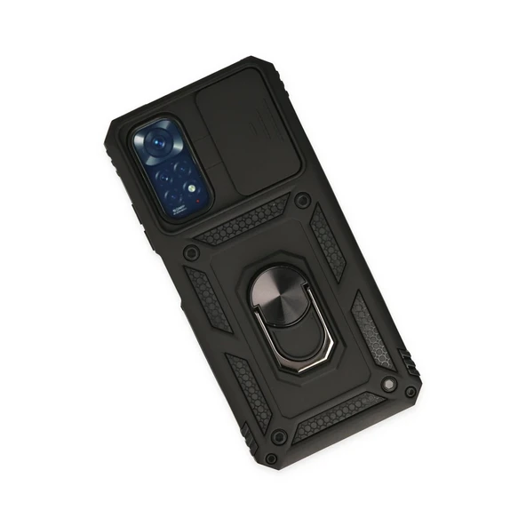 Xiaomi Redmi Note 11 Kılıf Pars Lens Yüzüklü Silikon - Siyah - Resim 2