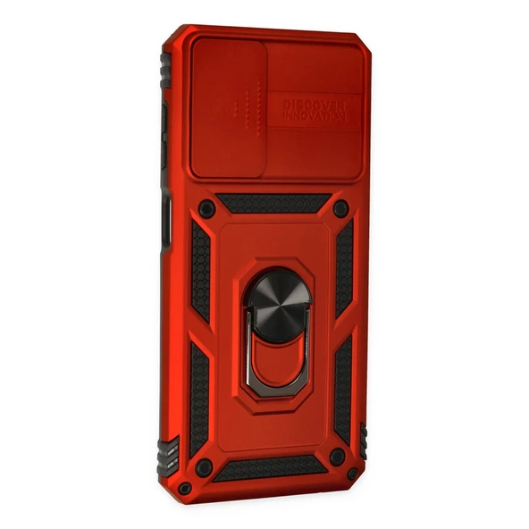 Samsung Galaxy A13 4g Kılıf Pars Lens Yüzüklü Silikon - Kırmızı - Resim 2