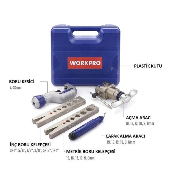 WORKPRO WP303001 5 Parça Profesyonel Havşa Takımı - Resim 2