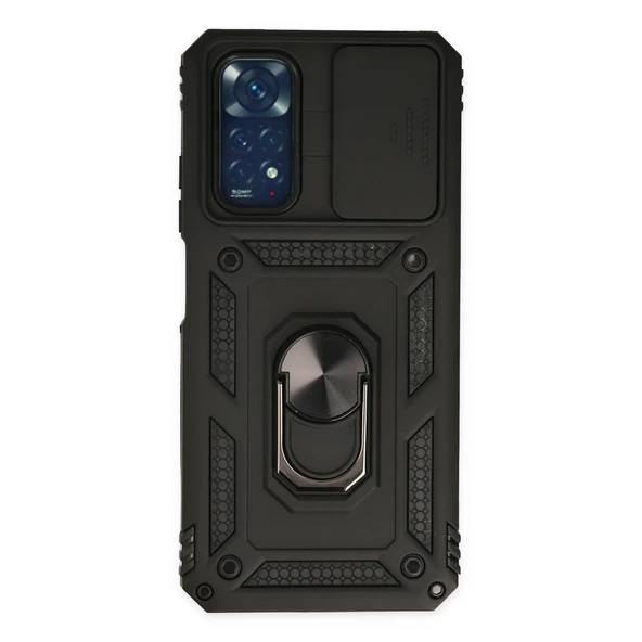 Xiaomi Redmi Note 11 Kılıf Pars Lens Yüzüklü Silikon - Siyah ürün görseli 1