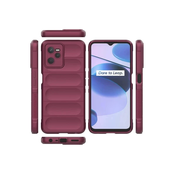 Realme C35 Kılıf Optimum Silikon - Bordo - Resim 3