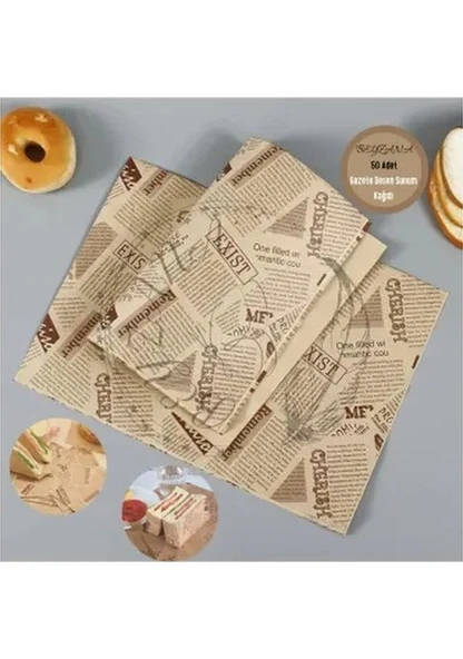 Vintage Gazete Desenli Sunum Kağıdı 50 Adet ürün görseli 1