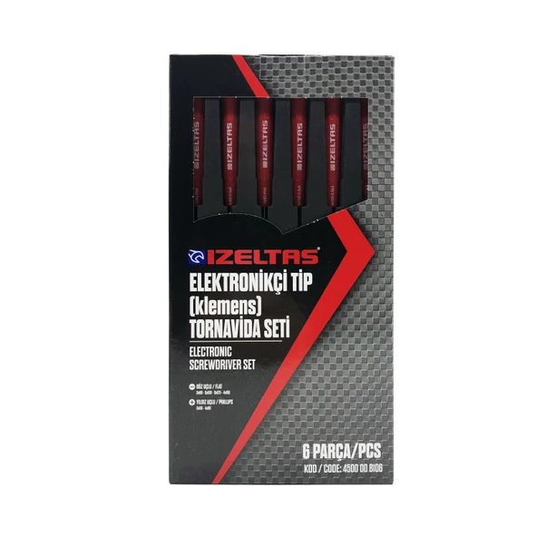 İzeltaş 4500008106 Elektronikçi Tip Klemens Tornavida Seti 6 Parça ürün görseli 1