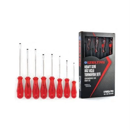 İzeltaş 4100 00 8108 Kraft Düz Tornavida Seti 8 Parça - Resim 2