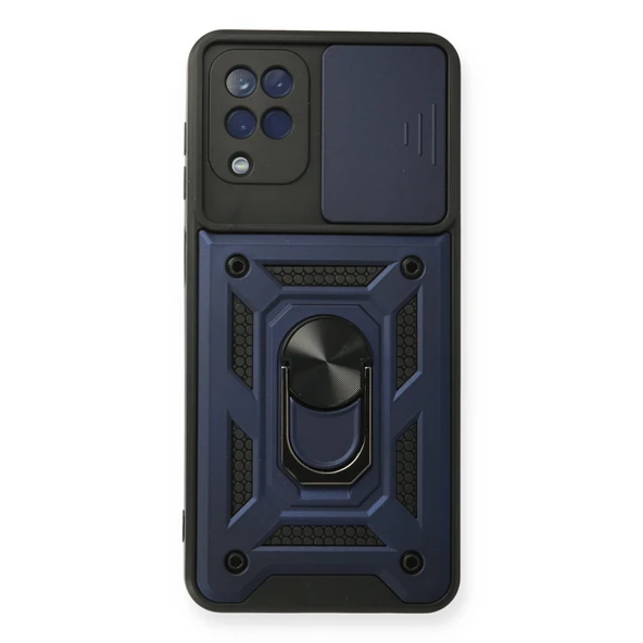 Samsung Galaxy A12 Kılıf Pars Lens Yüzüklü Silikon - Lacivert ürün görseli 1