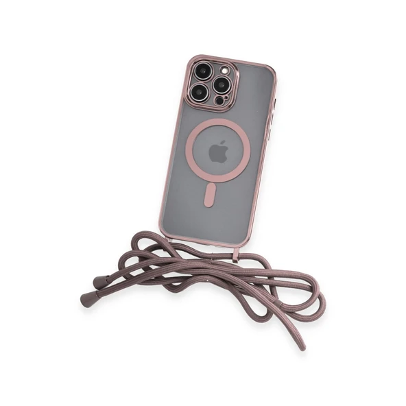 İphone 14 Pro Kılıf Divo Lazer Askılı Magsafe Kapak - Pembe - Resim 3