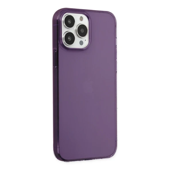 İphone 14 Pro Kılıf Pc Sert Şeffaf Kapak - Mor - Resim 2