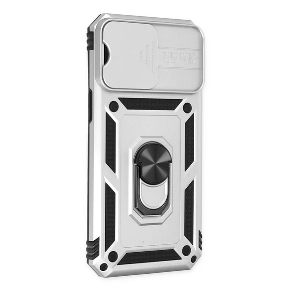 İphone 14 Pro Max Kılıf Pars Lens Yüzüklü Silikon - Gümüş - Resim 2