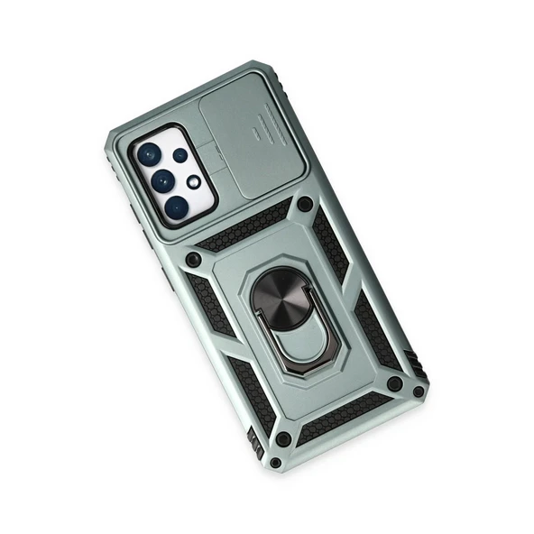 Samsung Galaxy A72 Kılıf Pars Lens Yüzüklü Silikon - Yeşil - Resim 3