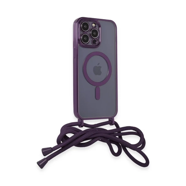 İphone 13 Pro Kılıf Divo Lazer Askılı Magsafe Kapak - Derin Mor - Resim 2