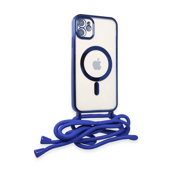 İphone 11 Kılıf Divo Lazer Askılı Magsafe Kapak - Mavi - Resim 2