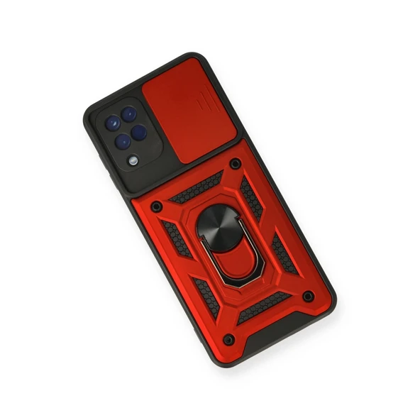 Samsung Galaxy A12 Kılıf Pars Lens Yüzüklü Silikon - Kırmızı - Resim 3