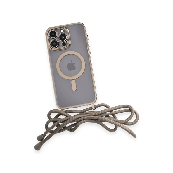 İphone 14 Pro Kılıf Divo Lazer Askılı Magsafe Kapak - Gold - Resim 4