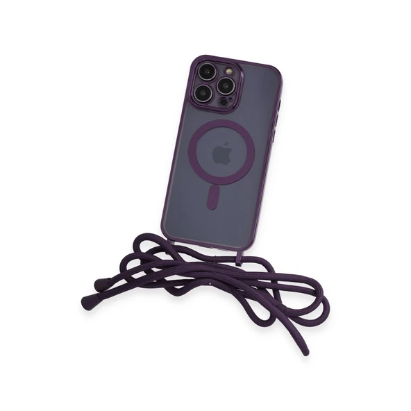 İphone 13 Pro Kılıf Divo Lazer Askılı Magsafe Kapak - Derin Mor - Resim 3