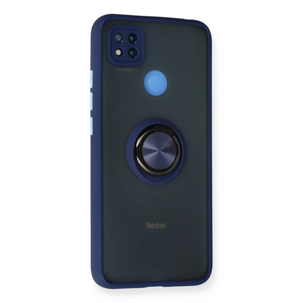 Xiaomi Redmi 9c Kılıf Montreal Yüzüklü Silikon Kapak - Lacivert - Resim 2